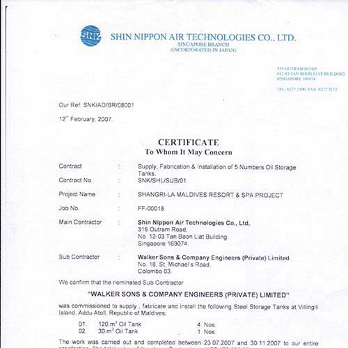 Shin Nippon Air Technologies Co. Ltd. Certification